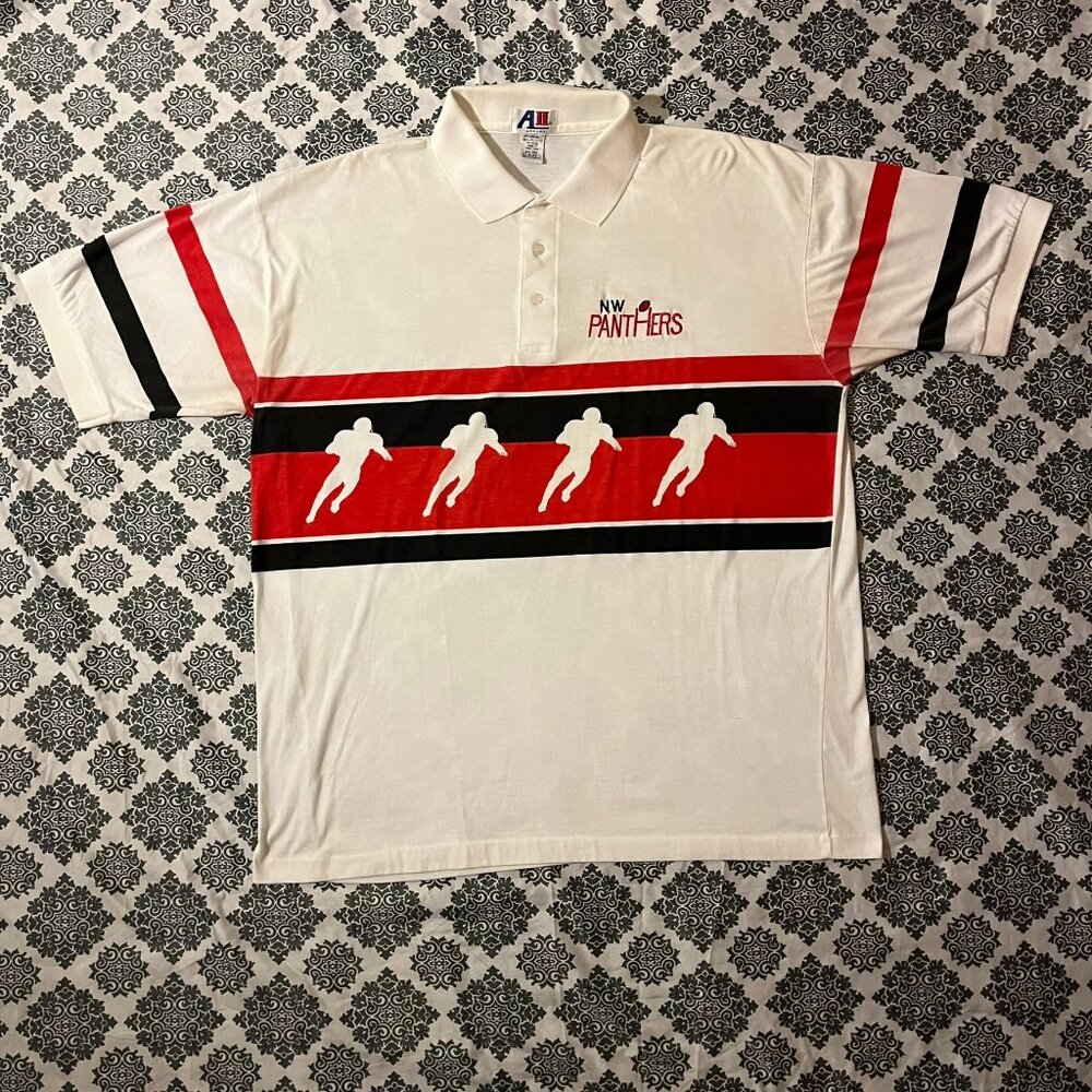 Vintage 90s Northwest Panthers Football Team Single Stitch Embroidered Polo XXL